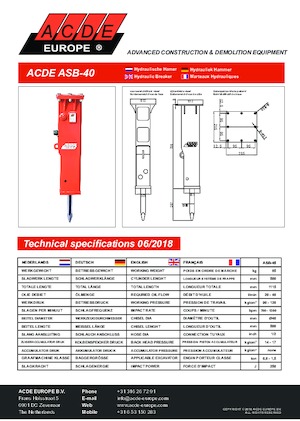 Hydraulic Breakers ACDE ASB40
