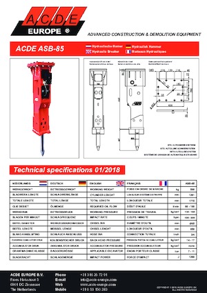 Hydraulic Breakers ACDE ASB85
