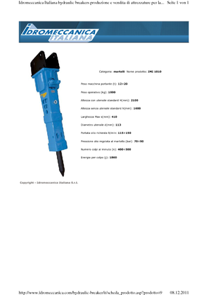 Hydraulic Breakers Idromeccanica IMI 1010