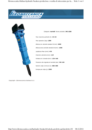 Hydraulic Breakers Idromeccanica IMI 1200