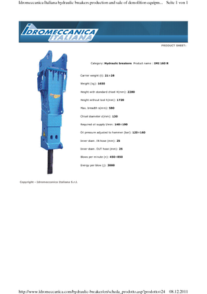 Hydraulic Breakers Idromeccanica IMI 160 R