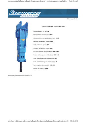 Hydraulic Breakers Idromeccanica IMI 160 R