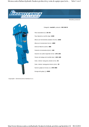 Hydraulic Breakers Idromeccanica IMI 240 M