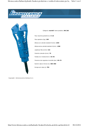 Hydraulic Breakers Idromeccanica IMI 260