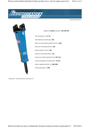 Hydraulic Breakers Idromeccanica IMI 400 Top