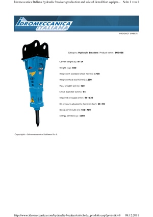 Hydraulic Breakers Idromeccanica IMI 605
