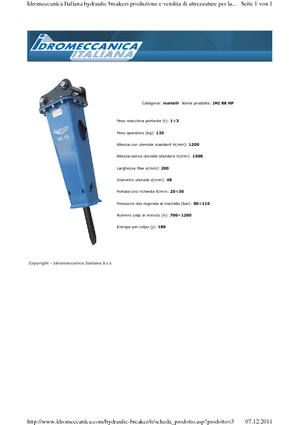 Hydraulic Breakers Idromeccanica IMI 88