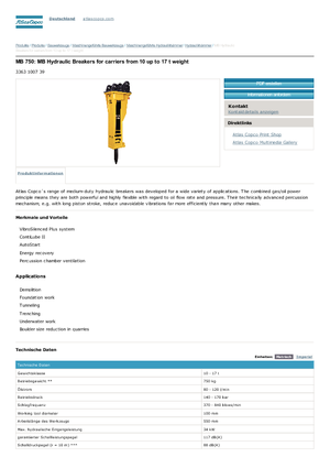 Hydraulic Breakers Atlas Copco MB 750