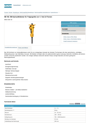 Hidrolik yontma çekiçleri Atlas Copco SB 102