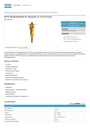 Hydraulic Breakers Atlas Copco SB 152