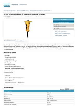 Hydraulic Breakers Atlas Copco SB 452