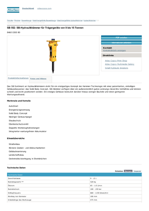 Hydraulic Breakers Atlas Copco SB 552