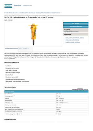 Hydraulic Breakers Atlas Copco SB 702