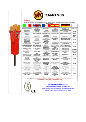 Hidrolik yontma çekiçleri Zamo Zamo 90 S