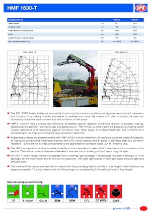 Hydraulic loading cranes HMF 1630-T3-RCS