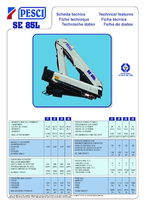 Hydraulic loading cranes Pesci SE 85L