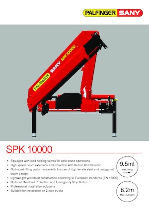 Hydraulic loading cranes Sany SPK 10000 Std. 