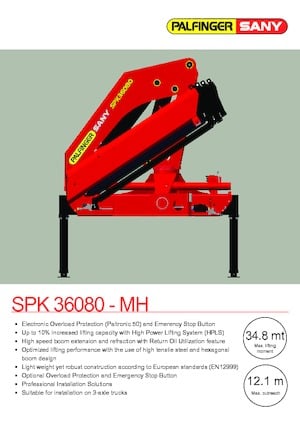 Hydraulic loading cranes Sany SPK 36080 A