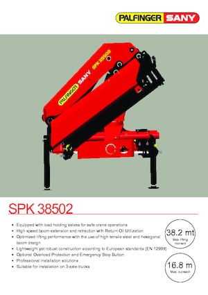 Hydraulic loading cranes Sany SPK 38502 E