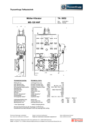 Vibro Hammers Müller MS 120 HHF