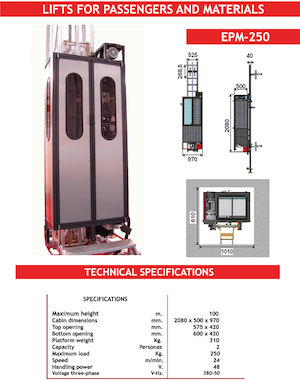 Endüstriyel asansörler CAMAC EPM-250