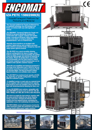 Endüstriyel asansörler Encomat IZA PETC 1500