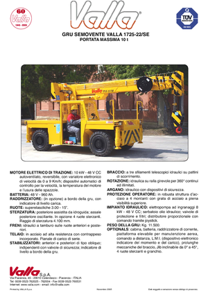 Endüstriyel mobil vinçler Valla 1725-22 SE