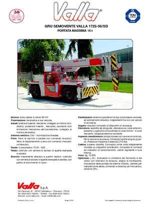 Endüstriyel mobil vinçler Valla 1725-36 SD
