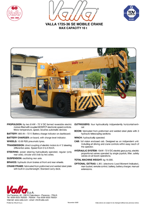 Industrial mobile cranes Valla 1725-36 SE