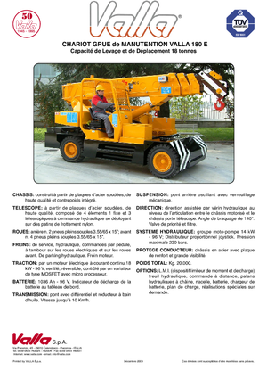 Industrial mobile cranes Valla 180 E 