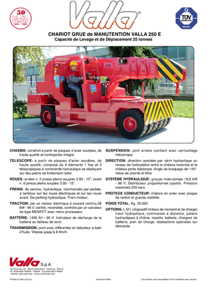 Endüstriyel mobil vinçler Valla 250 E 