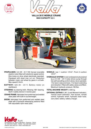 Industrial mobile cranes Valla 30 E