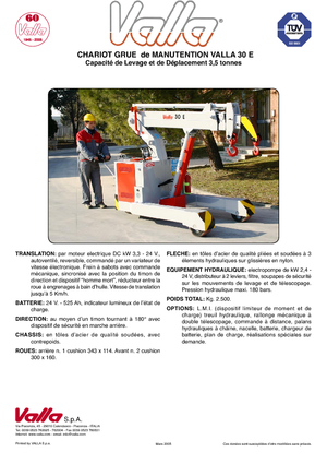 Industrial mobile cranes Valla 30 E