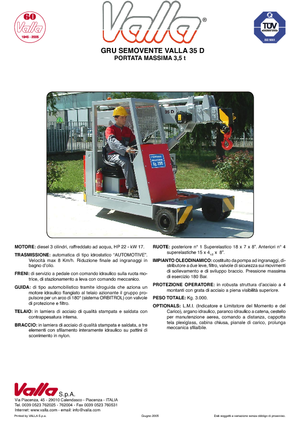 Endüstriyel mobil vinçler Valla 35 D