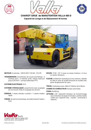 Endüstriyel mobil vinçler Valla 400 D