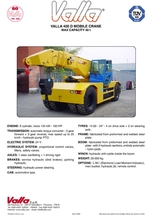 Industrial mobile cranes Valla 400 D