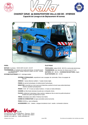 Endüstriyel mobil vinçler Valla 400 DE