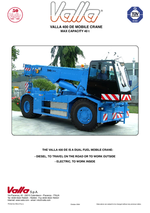 Endüstriyel mobil vinçler Valla 400 DE