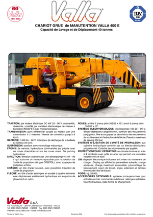Endüstriyel mobil vinçler Valla 400 E 