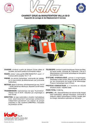 Endüstriyel mobil vinçler Valla 50 D 