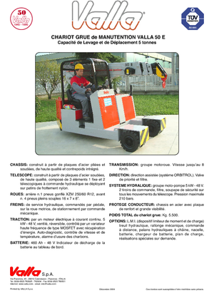 Endüstriyel mobil vinçler Valla 50 E