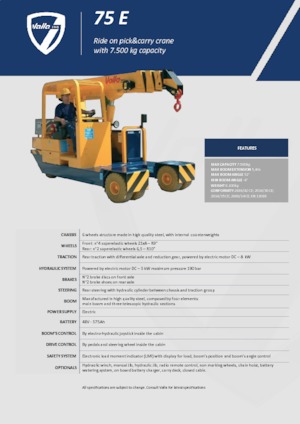 Endüstriyel mobil vinçler Valla 75 E 