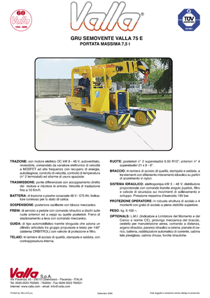 Endüstriyel mobil vinçler Valla 75 E 