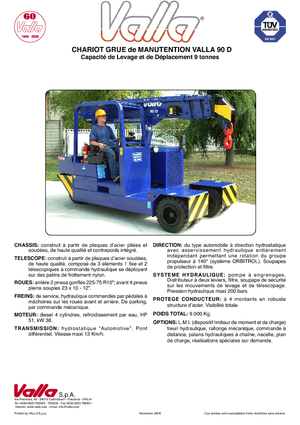 Endüstriyel mobil vinçler Valla 90 D 