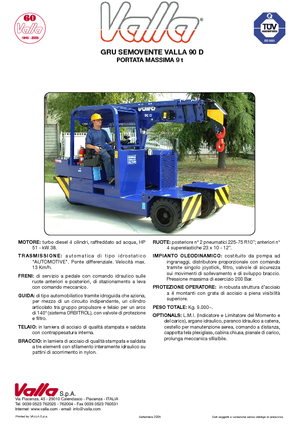 Endüstriyel mobil vinçler Valla 90 D 