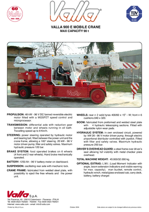 Industrial mobile cranes Valla 900 E