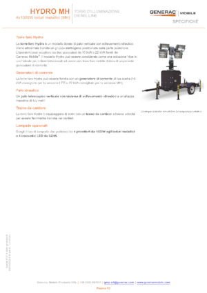 Aydınlatma Kuleleri Generac Mobile Hydro MH