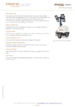 Aydınlatma Kuleleri Generac Mobile VTevo K2