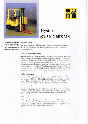 Lpg ön forkliftler Hyster S 2.00 XMS
