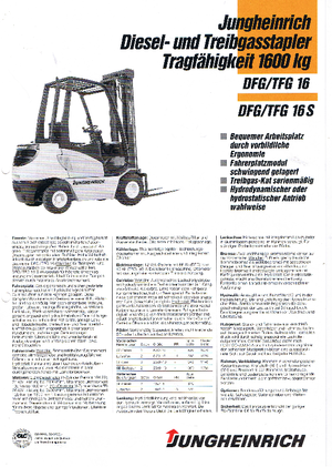 Lpg ön forkliftler Jungheinrich TFG 16